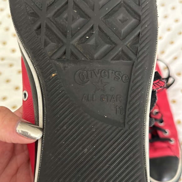 CONVERSE ALL STAR RED LEATHER HIGH TOP SHOES - Picture 7 of 8